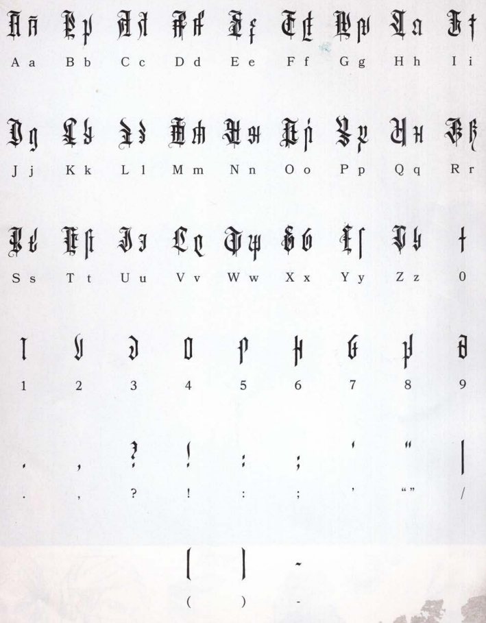 Инфернальное письмо, буквы и цифры Инфернального языка